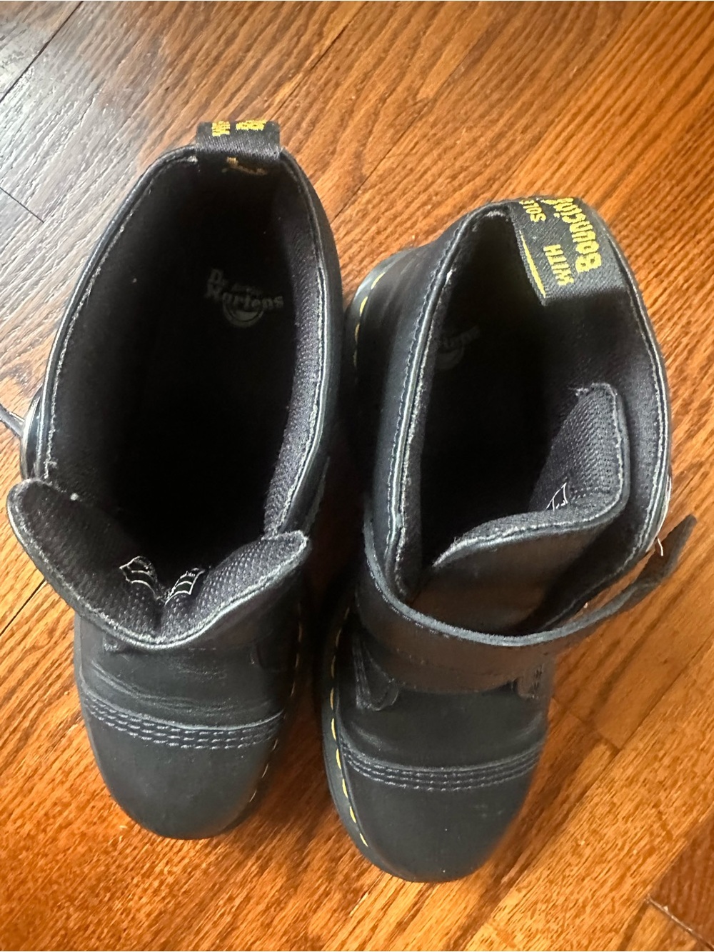 Dr. Martens Devon Circle Buckle Platform Boots Black - Picture 3 of 6